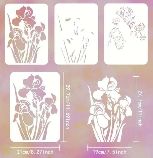 Stencil / Mask / Mixed Media / Decor - Layered Iris