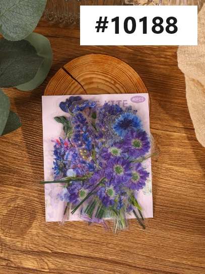 Junk Journaling / Scrapbooking - PET Flower Sticker - Purple Flower - 40 piece