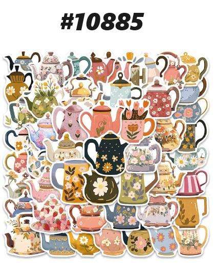 Scrapbooking supplies / Scrapbooking embellishment - Sticker - Flower Teapot - 50 piece