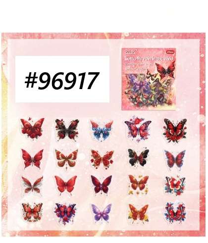Junk Journaling / Scrapbooking - PET Flower Sticker - Butterfly in the wind - 20 piece
