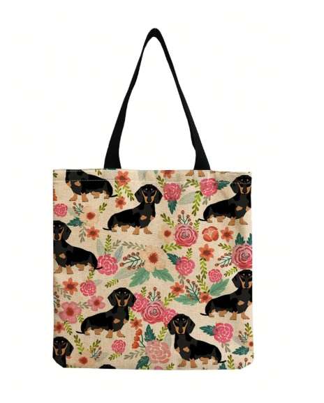 Craft tote - Floral Dachshund