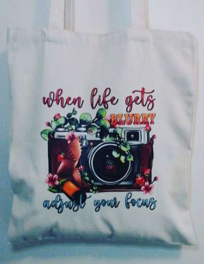 Canvas Tote - When Life gets blurry - Shopping Tote / Bible Journaling Tote / Craft Bag