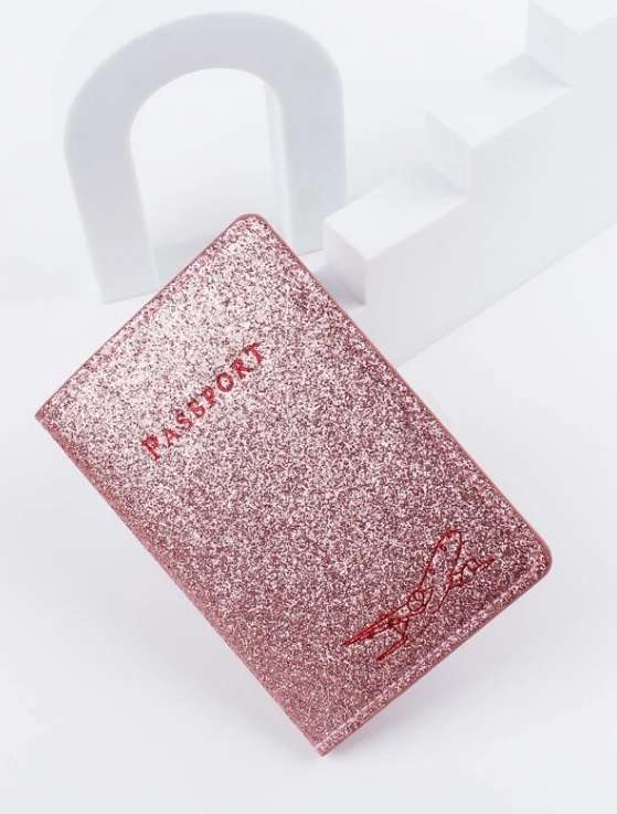 Passport Holder - Pink Glitter Fly Away