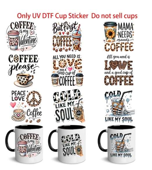 UV Transfer Sticker - Coffee Lovers - 9 piece