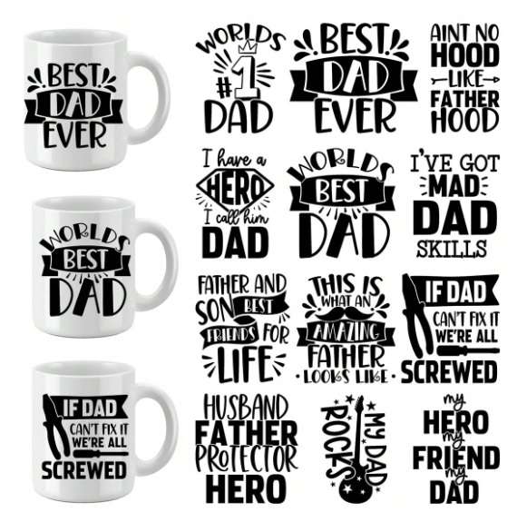 UV Transfer Sticker - Father's day -  12 piece x 2 designs