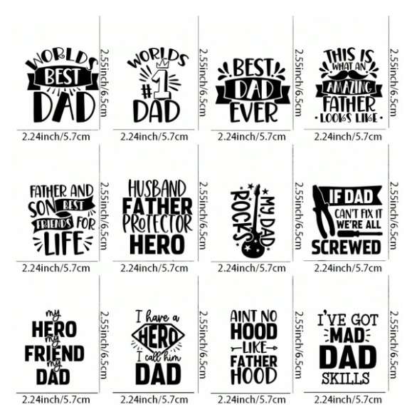 UV Transfer Sticker - Father's day -  12 piece x 2 designs
