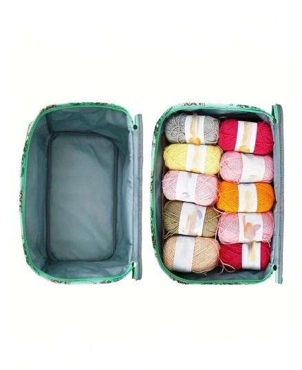Large Capacity Yarn Storage Bag - Green Peony