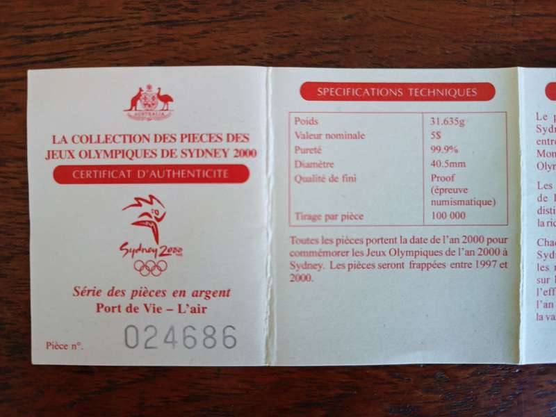 Sydney 2000 Olympics - Silver coin series - Harbour of life
