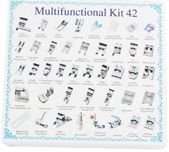 Domestic Sewing Machine Presser Feet Set for Brother Singer Janome etc 42 pcs