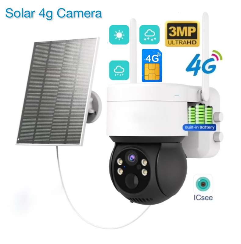 4g Sim card Solar Outdoor Security Wireless PTZ Camera Icsee app