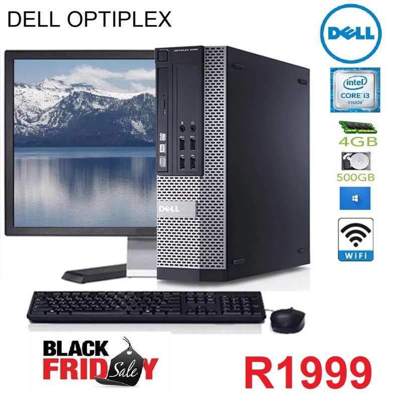 Dell COMPUTER SET- CORE I3 Thin Small Desktop PC  3.0GHz 4GB 500GB Win10 Pro w/19`