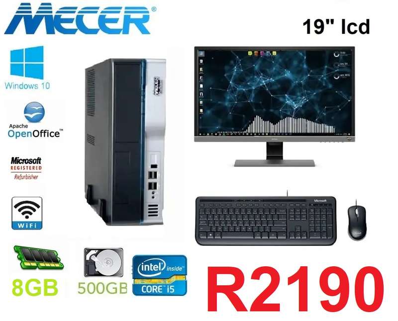 Mecer-Intel Core i5  @3.2HGz CPU, 500GB, 8GB RAM+19` lcd set