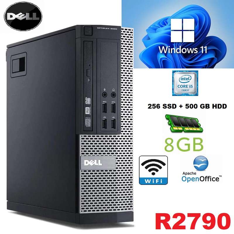Dell(REFURBISHED) Optiplex 7010 Desktop Towers, Intel Core i5, 8GB, 256 SSD +500 GB HD, DVD
