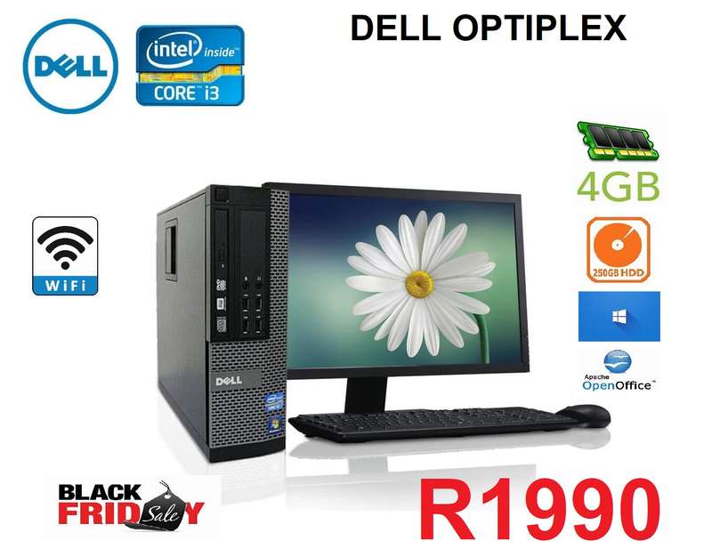 Dell 790 Thin Small Desktop Computer PC Core i3 3.0GHz 4GB 250GB Win10 Pro w/17` LCD and WIFI