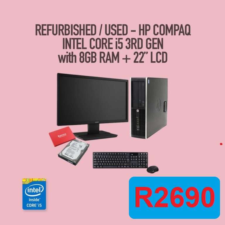 HP COMPUTER COMPAQ 6300  Intel Core i5, 8GB RAM, 500GB, 22 LCD