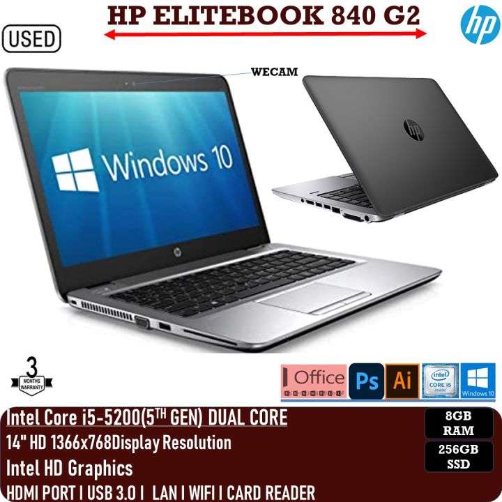 HP LAPTOP Elitebook 840 G2-Intel Core i5-5th Gen RAM: 8GB SSD: 256GB