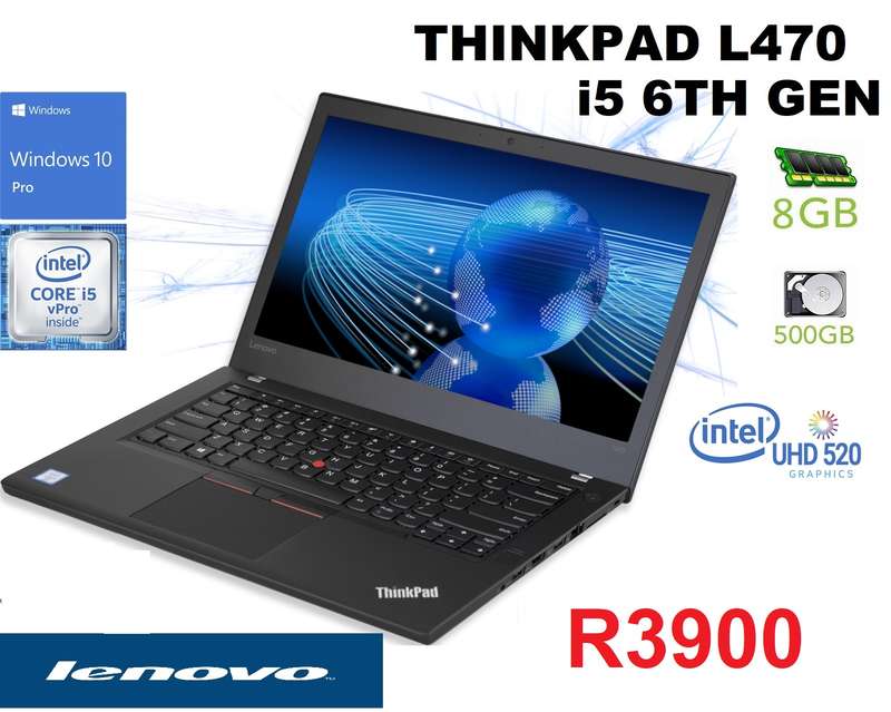 Lenovo LAPTOP ThinkPad L470 Core i5 6th gen-8GB-500GB-14` HD SCREEN
