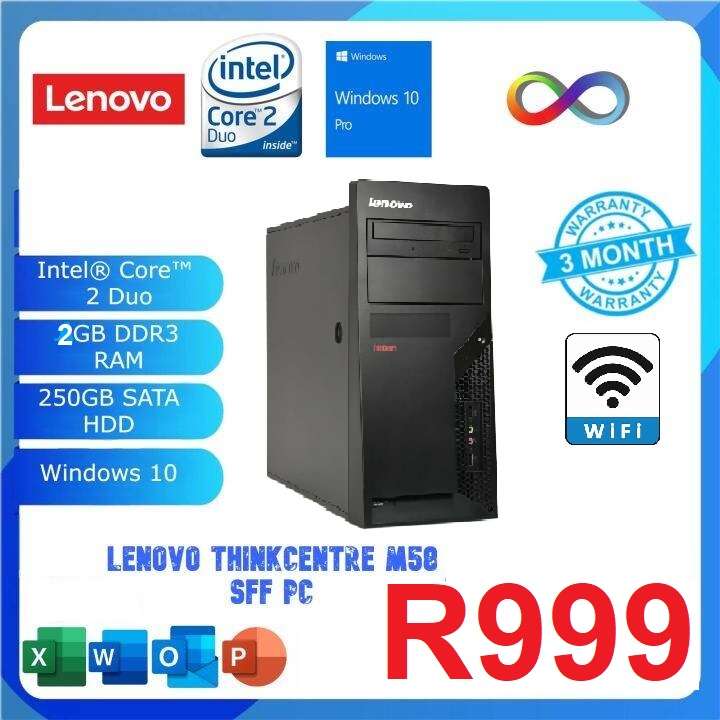 Computer Lenovo ThinkCentre M58 Intel® Core2 Duo E6700 4 GB DDR3-SDRAM 250 GB Windows 10+wifi