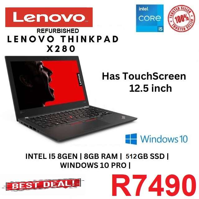 Lenovo LAPTOP ThinkPad X280 Intel i5, 8th Gen- 8GB Ram 12.5" Screen, Intel i5, 8GB Ram + 512GB S