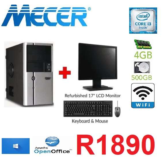 Mecer COMPUTER Proline Intel Core i3 3.0, 250GB HDD, 4GB Ram,DVD-6ch sound-USB-LAN (refurbished)+LCD