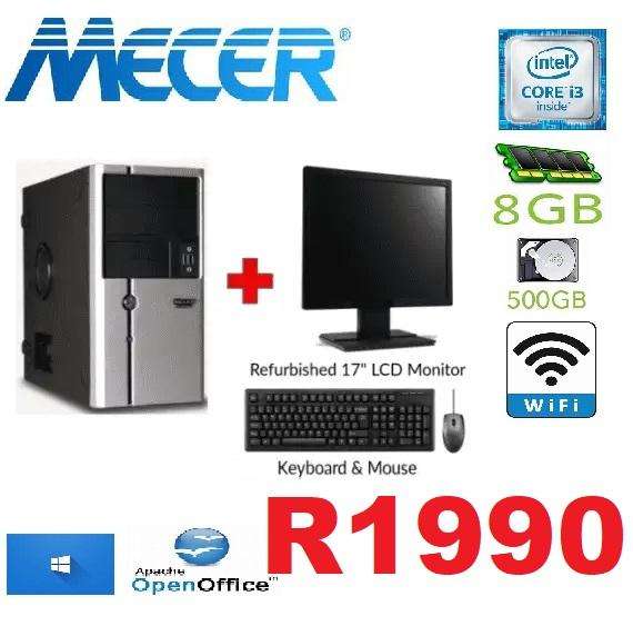 Mecer Intel Core i3 3.0, 250GB HDD, 8GB Ram,DVD-6ch sound-USB-LAN (refurbished)+LCD