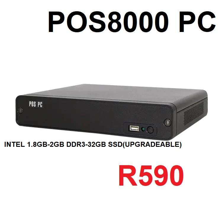POS8000 PC -intel 1.80 ghz -2gb ddr3-32gb (upgradeable) win 7 + charger