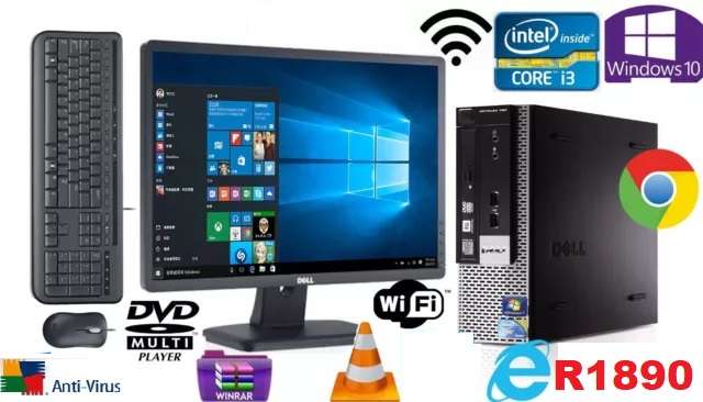 DELL OPTIPLEX COMPUTER DESKTOP PC INTEL CORE i3 - 3GHz 4GB RAM 500GB HDD-WINDOWS  10+17` LCD+