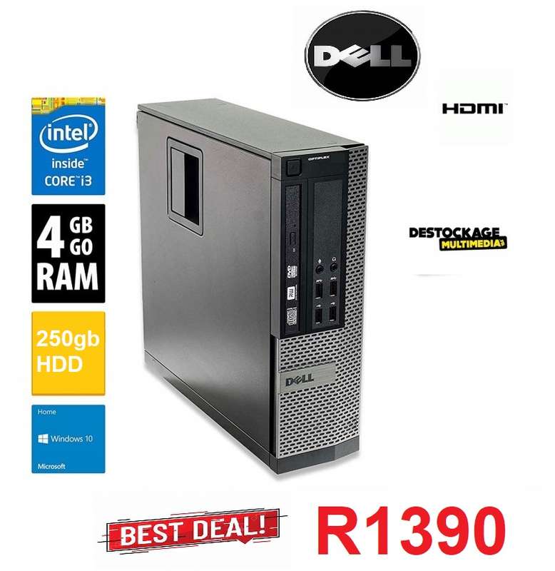 Dell computer Optiplex  SFF Intel Core i3 250GB 4GB RAM Win 10 PC - Refurbished