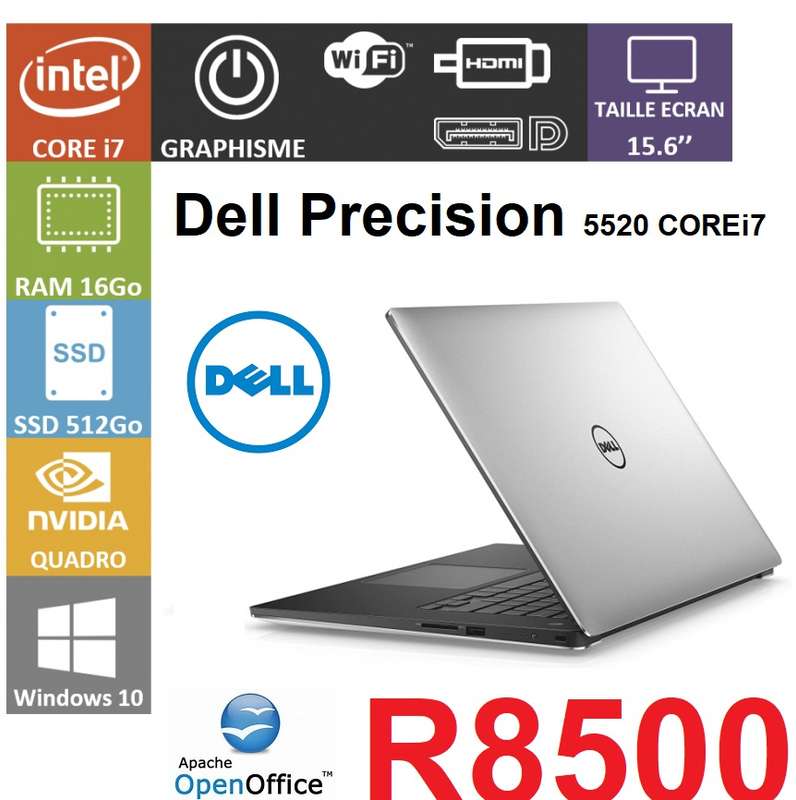Dell Precision 5520 CORE I7  -16GB-512NVME 15.6" LED