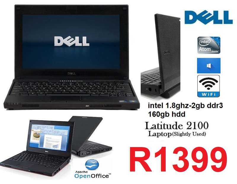 Dell Latitude 2110 netbook 10.1" Intel 1.8ghz- 2GB 160 GB Laptops - Windows 10-(Refurb)+Charger