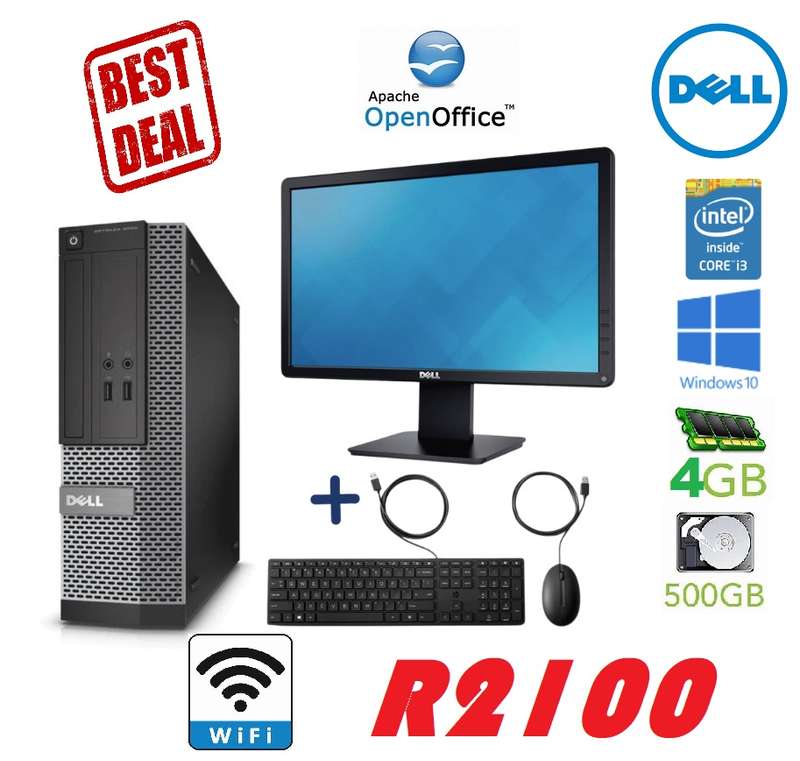 Dell Desktop Computer Bundle PC Intel i5 8GB - 250 GB HD WIFI 19` LCD Windows 10
