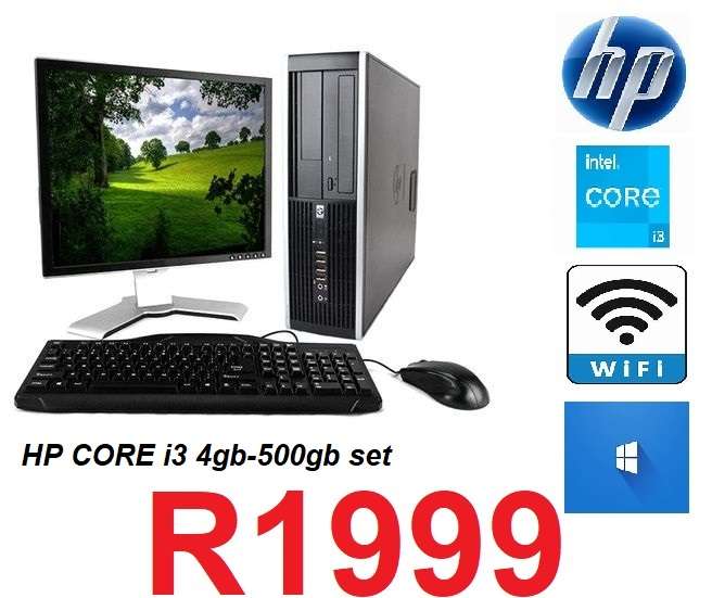 HP  Core i3 4GB DDR -500GB Windows +Screen PC set WIFI SET