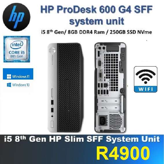 Hp prodesk 600 g4 MIDI TOWER core i5 8th gen- 8gb-250 nvme SYSTEM UNIT (REFURBISHED)