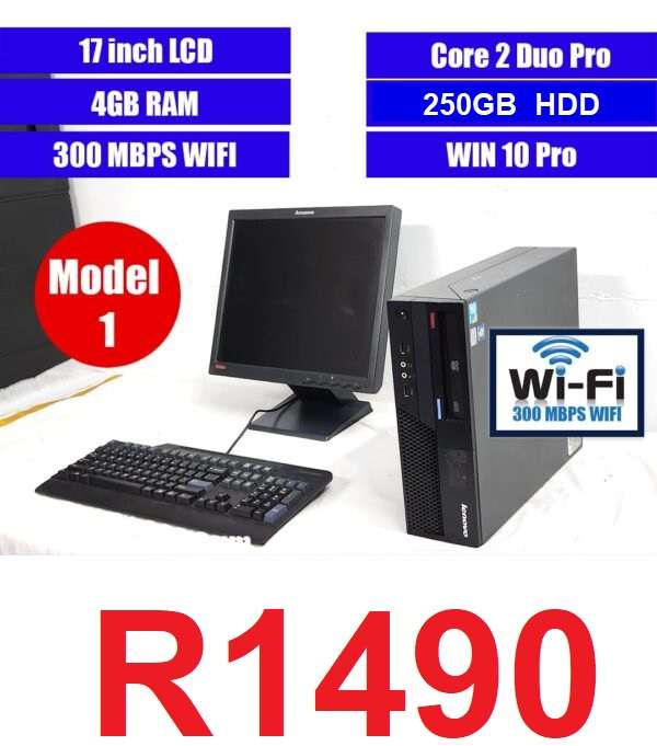 COMPUTER-Lenovo Thinkcenter M58 Core2Duo/4GB/250GB SSD/17 Inch LCD/Windows 10 Pro