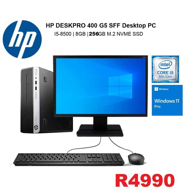 HP Prodesk 400 G5 SFF Desktop Computer | Core i5 8500 8th Gen 3.0Ghz | 8GB RAM | 256GB SSD+20" LCD