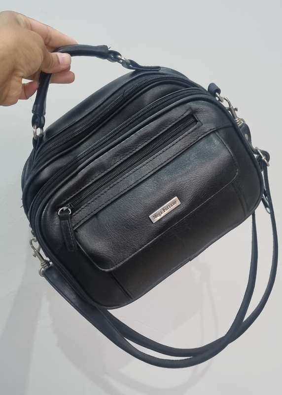 Compact black bag with multiple compartments