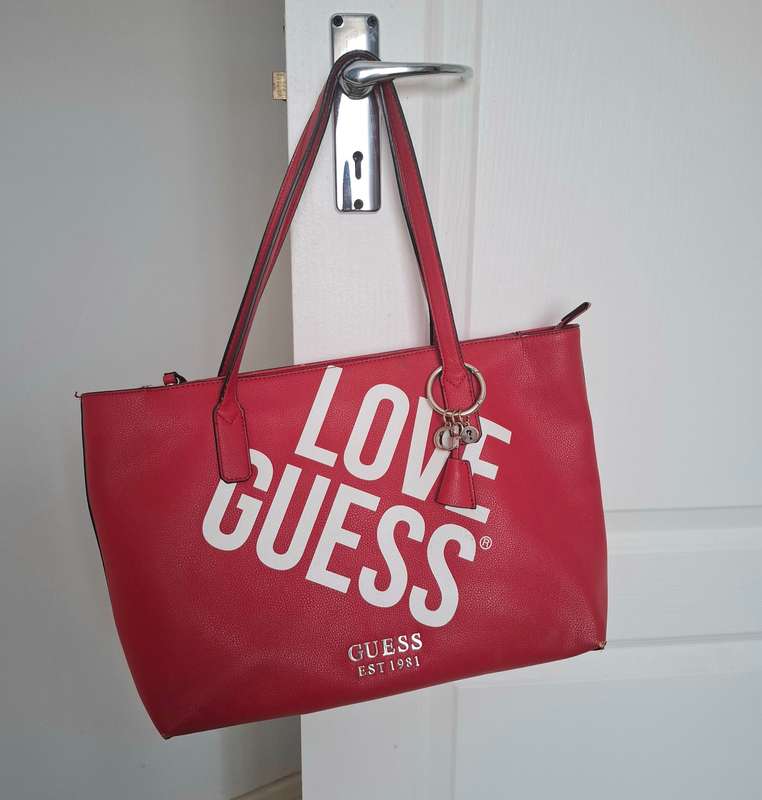 Guess large red tote bag