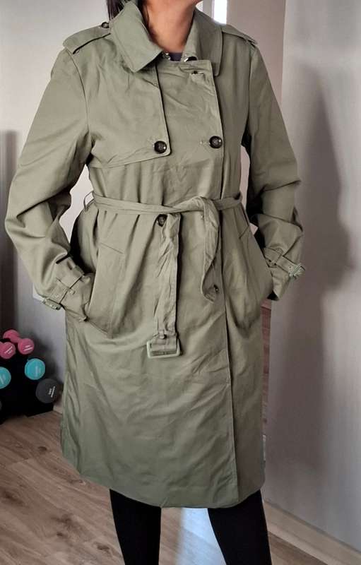 Khaki double breasted  trench coat