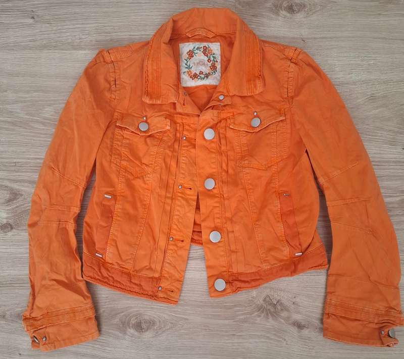 Orange denim jacket
