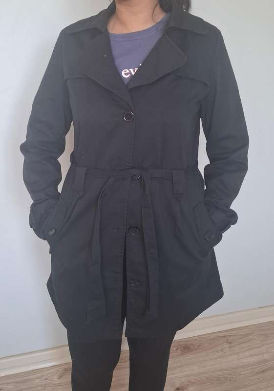Winter black Trench coat  ....size medium