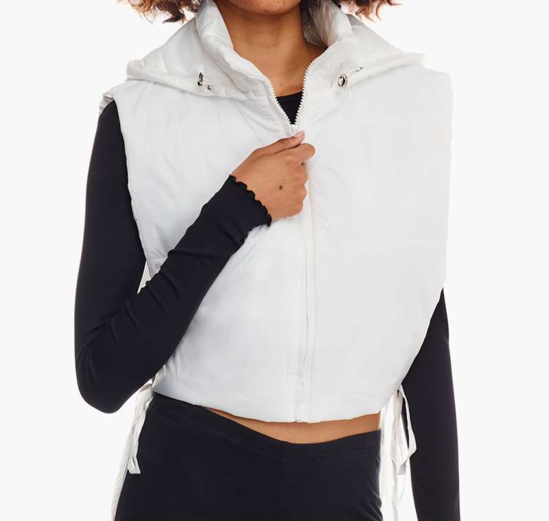 White Oversized Cropped Puffer Gilet