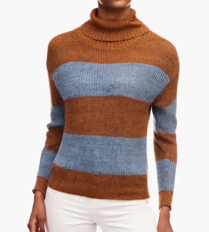 Rust & Light Blue Classic Knitted Sweater