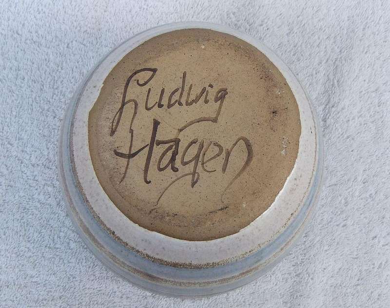 A hard to find vintage pottery vase signed by the maker Ludwig Hagen in excellent condition
