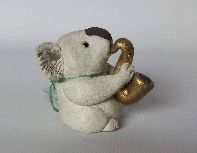 UNDER R100 - Musical figure - Hand made Australian Koala with saxophone