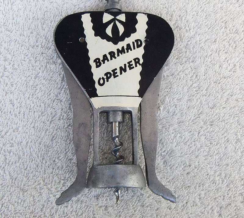 A vintage 1950`s Barmaid corkscrew with bottle opener