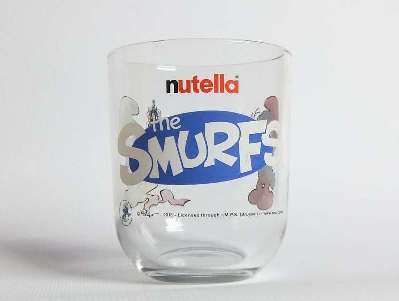 A collectable promotional glass featuring The Smurfs made for Nutella