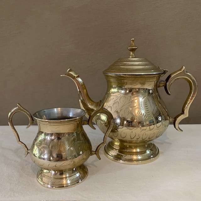 Brass Tea pot and Sugar bowl