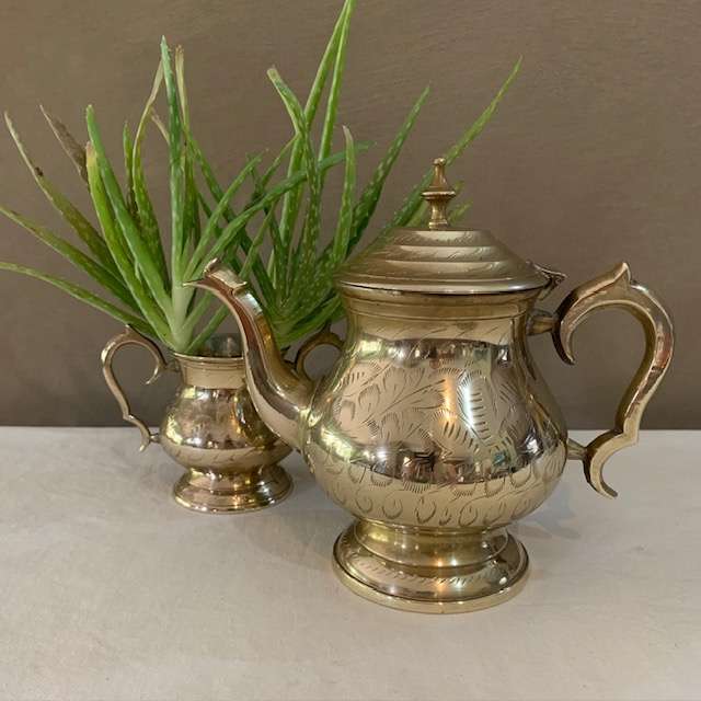 Brass Tea pot and Sugar bowl