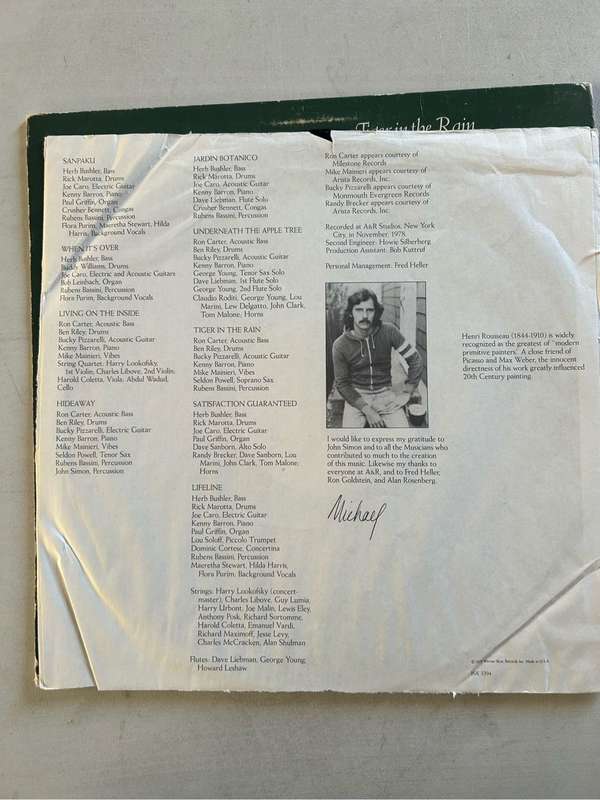 MICHAEL FRANKS - TIGER IN THE RAIN LP VINYL