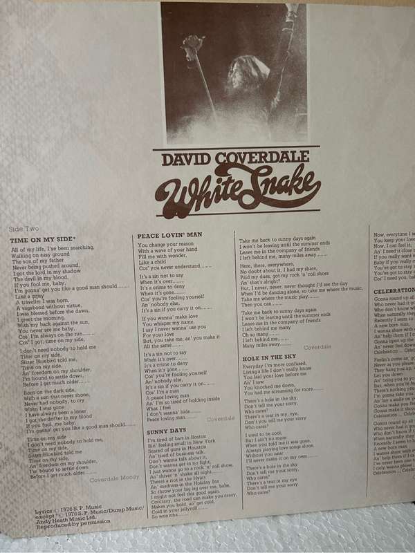 DAVID COVERDALE - WHITE SNAKE LP VINYL